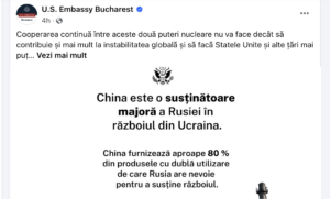 Mesaj SUA în România și UE: China este o susținătoare majoră a Rusiei în războiul din Ucraina