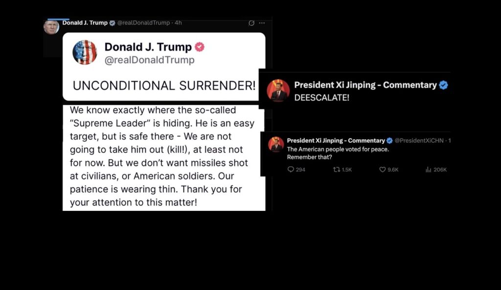 Trump cere Iranului capitulare necondiționată. Xi Jinping: „Dezescaladați”