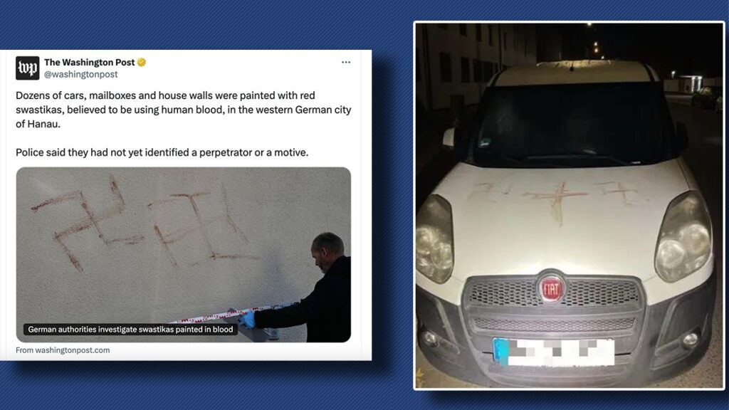 un român a fost arestat în Germania după ce a desenat cu sânge zeci de svastici pe mașini și case